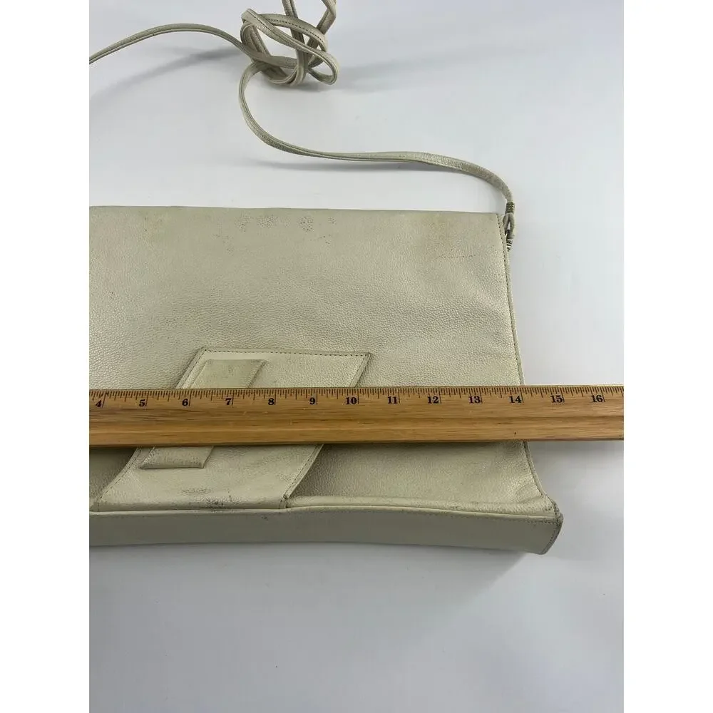 Vintage Y2K Green Mountain Purse Ivory Cream Snap Closure Retro Shoulder Bag 90s